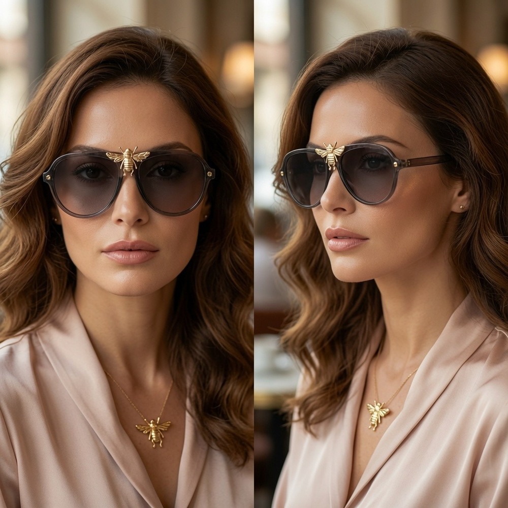 Sunglasses Women Gray Frame Black Gradient Lens Fashion Shades Street Wear Fancy